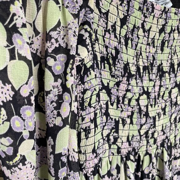 & Other Stories Smocked Floral Dress Womens Size 4 Long Sleeve Mini Square Neck - Picture 7 of 14